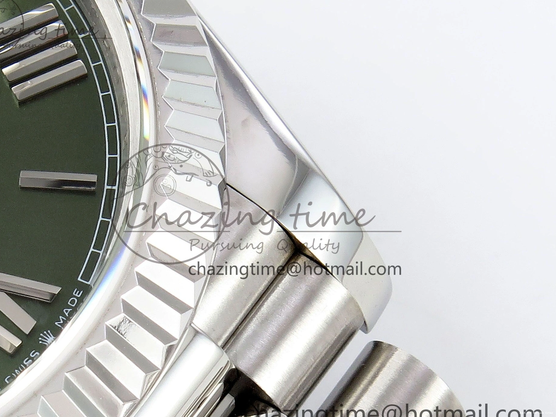 Best AAA Replica Sites Bracelet JDF 1440 V3 904L on TravelReady (Gain President 40 DayDate Weight) Steel VR3255 SS Dial Green Roman 1218